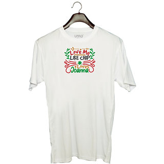                       UDNAG Unisex Round Neck Graphic 'Christmas | love me like chip loves joanna' Polyester T-Shirt White                                              