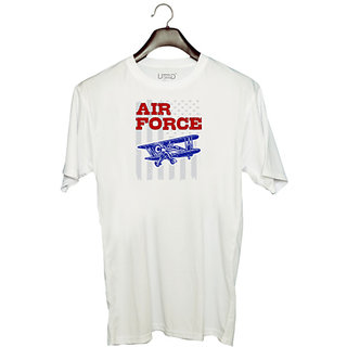                       UDNAG Unisex Round Neck Graphic 'Airforce | Air force' Polyester T-Shirt White                                              