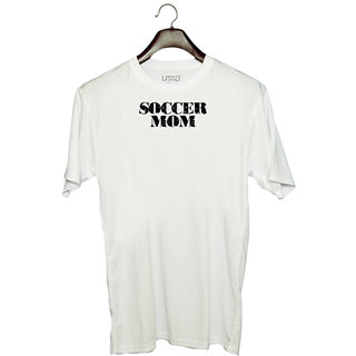                       UDNAG Unisex Round Neck Graphic 'Soccer | soccer mom copy' Polyester T-Shirt White                                              