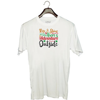                       UDNAG Unisex Round Neck Graphic 'Christmas | rise and shine there's adventure outside' Polyester T-Shirt White                                              