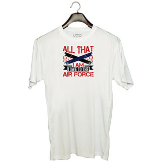                       UDNAG Unisex Round Neck Graphic 'Airforce | All that I am ... I owe to the Air Force' Polyester T-Shirt White                                              