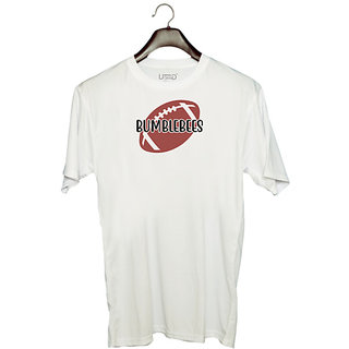                       UDNAG Unisex Round Neck Graphic 'Football | Bumblebees' Polyester T-Shirt White                                              