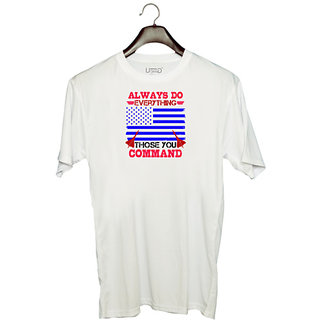                       UDNAG Unisex Round Neck Graphic 'Airforce | Always do everything you ask of those you command' Polyester T-Shirt White                                              
