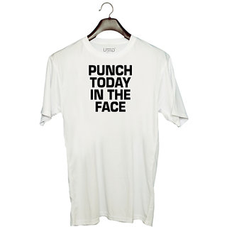                       UDNAG Unisex Round Neck Graphic 'Boxing | punch today in the face' Polyester T-Shirt White                                              