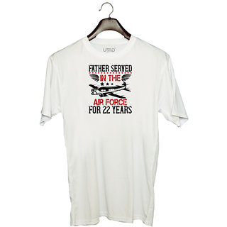                       UDNAG Unisex Round Neck Graphic 'Airforce | Father served in the Air Force for years' Polyester T-Shirt White                                              