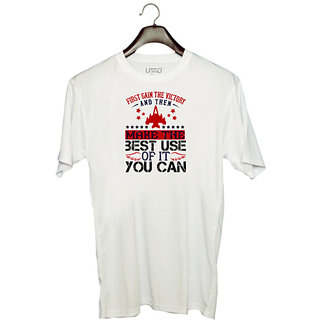                       UDNAG Unisex Round Neck Graphic 'Airforce | first gain the victory and then' Polyester T-Shirt White                                              