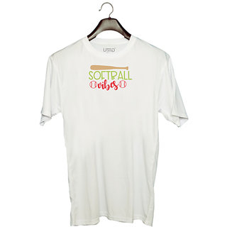                       UDNAG Unisex Round Neck Graphic 'Softball | softball vibes' Polyester T-Shirt White                                              