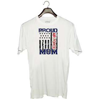                       UDNAG Unisex Round Neck Graphic 'Airforce | proud air force mom' Polyester T-Shirt White                                              