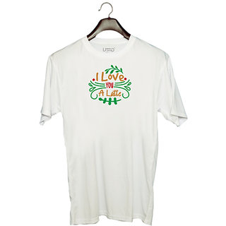                       UDNAG Unisex Round Neck Graphic 'Christmas | i love you a latte' Polyester T-Shirt White                                              