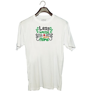                       UDNAG Unisex Round Neck Graphic 'Christmas | less house more home' Polyester T-Shirt White                                              