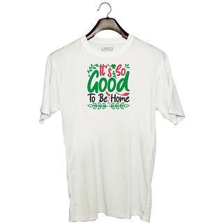                      UDNAG Unisex Round Neck Graphic 'Christmas | it's so to be home' Polyester T-Shirt White                                              