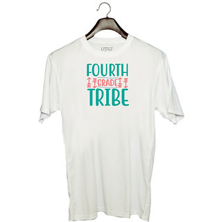                       UDNAG Unisex Round Neck Graphic 'Student teacher | Fourth grade tribee' Polyester T-Shirt White                                              
