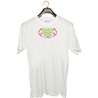                       UDNAG Unisex Round Neck Graphic 'Student teacher | Senior tribe' Polyester T-Shirt White                                              