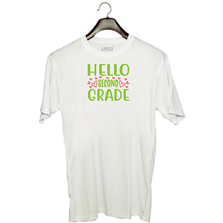                       UDNAG Unisex Round Neck Graphic 'Student teacher | Hello second grade' Polyester T-Shirt White                                              