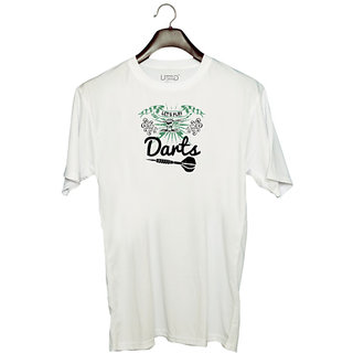                       UDNAG Unisex Round Neck Graphic 'Dart | Let's play darts' Polyester T-Shirt White                                              