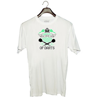                       UDNAG Unisex Round Neck Graphic 'Dart | Ministry of darts' Polyester T-Shirt White                                              