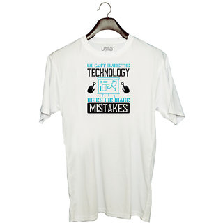                       UDNAG Unisex Round Neck Graphic 'Internet | We can't blame the technology when we make mistakes' Polyester T-Shirt White                                              