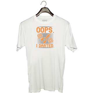                       UDNAG Unisex Round Neck Graphic 'Dart | Oops I Darted' Polyester T-Shirt White                                              