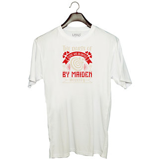                       UDNAG Unisex Round Neck Graphic 'Dart | The darts of love are blunted by maiden modesty' Polyester T-Shirt White                                              