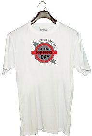 UDNAG Unisex Round Neck Graphic 'Independance Day | On our beloved Nation's Independence Day' Polyester T-Shirt White