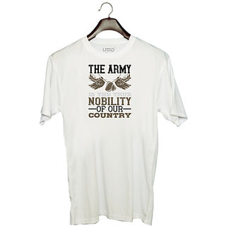                       UDNAG Unisex Round Neck Graphic 'Military | The Army is the true nobility of our country' Polyester T-Shirt White                                              