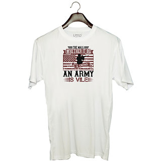                       UDNAG Unisex Round Neck Graphic 'Military | The mass, whether it be a crowd or an army, is vile' Polyester T-Shirt White                                              