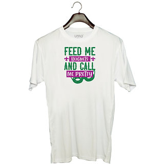                       UDNAG Unisex Round Neck Graphic 'Mardi Gras | feed me beignets and call me pretty' Polyester T-Shirt White                                              