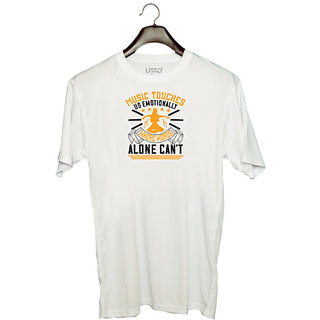                       UDNAG Unisex Round Neck Graphic 'Dancing | Music touches us emotionally, where words alone cant' Polyester T-Shirt White                                              
