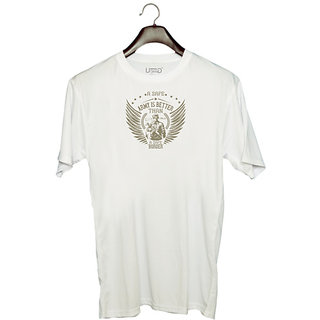                       UDNAG Unisex Round Neck Graphic 'Military | A safe army is better than a safe border' Polyester T-Shirt White                                              