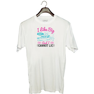                       UDNAG Unisex Round Neck Graphic 'Girls trip | i like big boats and i cannot lie' Polyester T-Shirt White                                              