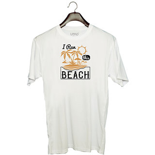                       UDNAG Unisex Round Neck Graphic 'Girls trip | i run this beach' Polyester T-Shirt White                                              