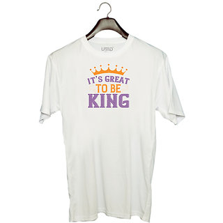                       UDNAG Unisex Round Neck Graphic 'Mardi Gras | Its great to be king' Polyester T-Shirt White                                              