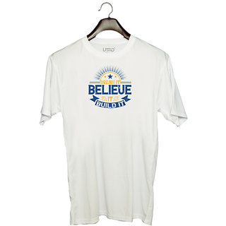                       UDNAG Unisex Round Neck Graphic 'Motivational | Dream it. Believe it. Build it' Polyester T-Shirt White                                              