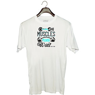                       UDNAG Unisex Round Neck Graphic 'Girls trip | installing muscles please wait' Polyester T-Shirt White                                              