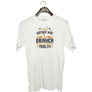                       UDNAG Unisex Round Neck Graphic 'Girls trip | just another wine drinker with a cruising problem' Polyester T-Shirt White                                              