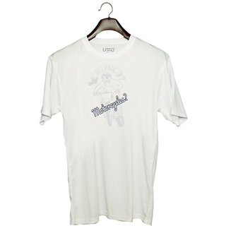                       UDNAG Unisex Round Neck Graphic 'Motor Cycle | Do i race motorcycle' Polyester T-Shirt White                                              