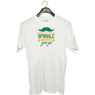                       UDNAG Unisex Round Neck Graphic 'Mardi Gras | Leave a little sparkle wherever you go' Polyester T-Shirt White                                              