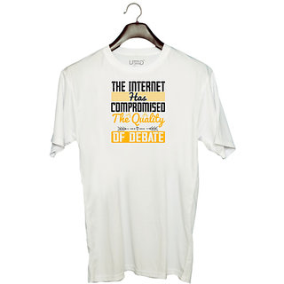                       UDNAG Unisex Round Neck Graphic 'Internet | The Internet has compromised the quality of debate' Polyester T-Shirt White                                              