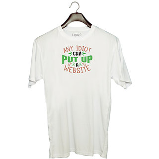                       UDNAG Unisex Round Neck Graphic 'Internet | Any idiot can put up a website' Polyester T-Shirt White                                              