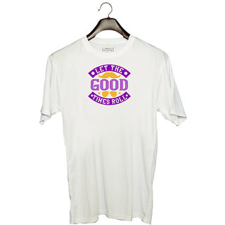                       UDNAG Unisex Round Neck Graphic 'Mardi Gras | Let the good times roll' Polyester T-Shirt White                                              