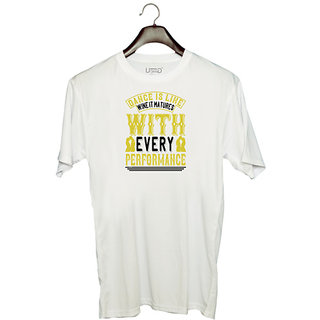                       UDNAG Unisex Round Neck Graphic 'Dancing | Dance is like wine it matures with every performance' Polyester T-Shirt White                                              