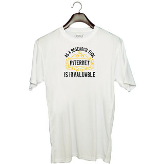                      UDNAG Unisex Round Neck Graphic 'Internet | As a research tool, the internet is invaluable' Polyester T-Shirt White                                              