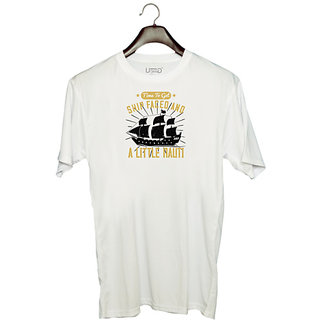                      UDNAG Unisex Round Neck Graphic 'Girls trip | time to get ship faced and a little nauti' Polyester T-Shirt White                                              