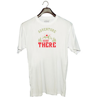                       UDNAG Unisex Round Neck Graphic 'Adventure Mountain | adventure is out there' Polyester T-Shirt White                                              