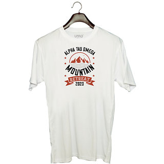                       UDNAG Unisex Round Neck Graphic 'Adventure Mountain' Polyester T-Shirt White                                              