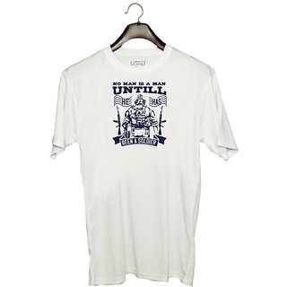                       UDNAG Unisex Round Neck Graphic 'Military | No man is a man until he has been a soldier2' Polyester T-Shirt White                                              