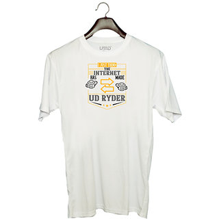                       UDNAG Unisex Round Neck Graphic 'Internet | I just think the Internet has made us ryder' Polyester T-Shirt White                                              