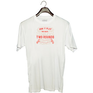                       UDNAG Unisex Round Neck Graphic 'Golf | Dont play too much golf. Two rounds a day are plenty' Polyester T-Shirt White                                              