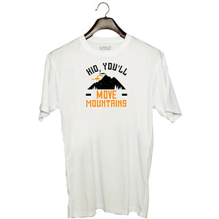                       UDNAG Unisex Round Neck Graphic 'Adventure Mountain | Kid, you'll move mountains' Polyester T-Shirt White                                              