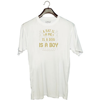                       UDNAG Unisex Round Neck Graphic 'Pig | A rat is a pig is a dog is a boy' Polyester T-Shirt White                                              